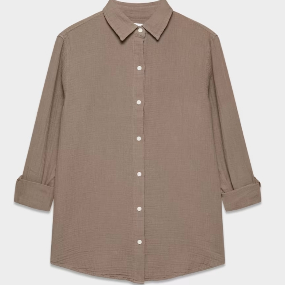 Aritzia Little Moon Air Plush Cotton Sail Shirt Earthen Brown XS